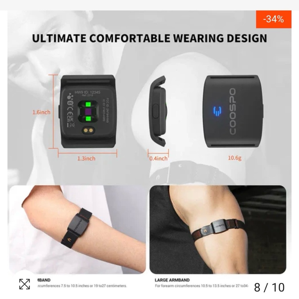 Coospo REALZONE HW9 Armband Heart Rate Monitor - Picture 8 of 10